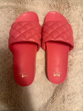 Marc Fisher Quilted Slide Sandals | Coral Pink | Size 9M